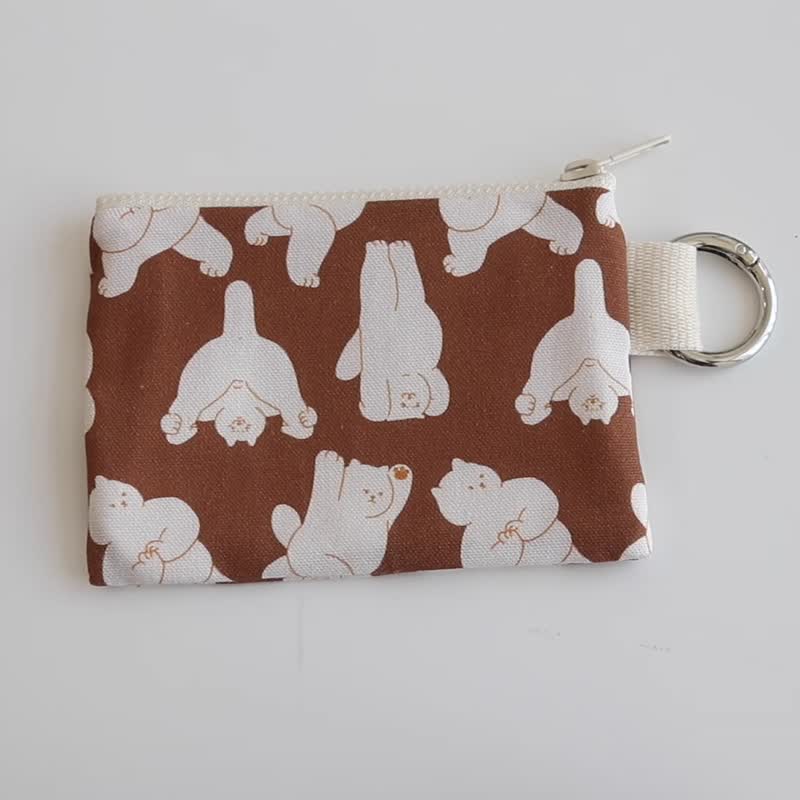 big big cat 零钱卡夹包 - meowmaste - 零钱包 - 棉．麻 咖啡色