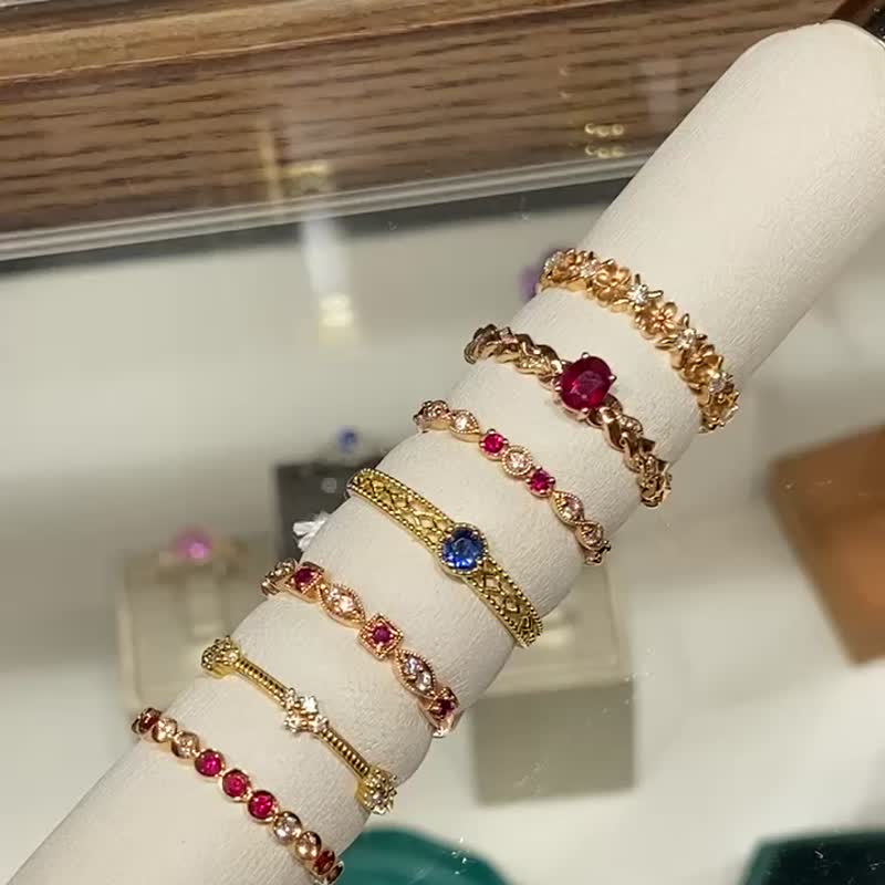18K金红宝石编织戒指 18K Gold Ruby Braid Ring - 戒指 - 贵金属 