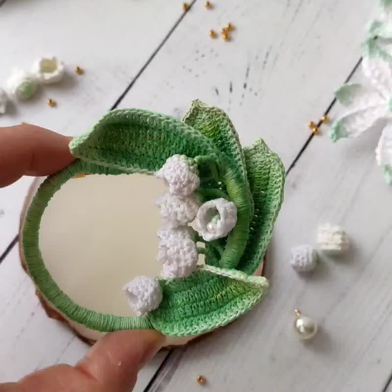 Lilly the valley PIN 钩针图案 铃兰胸针 朵胸针 - 编织/刺绣/羊毛毡/裁缝 - 棉 绿色