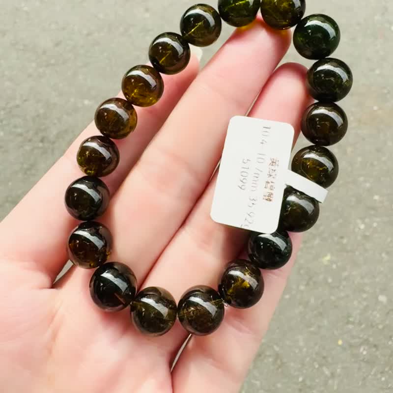 天然黄绿碧玺10.4-10.7mm35.92g水晶招财事业强磁场电气石 - 手链/手环 - 水晶 绿色