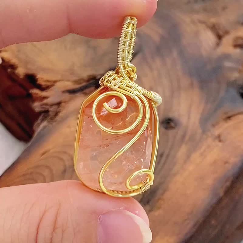 【好运水晶】锦鲤红胶花原石项链 / 可定制吊饰 - 项链 - 水晶 橘色