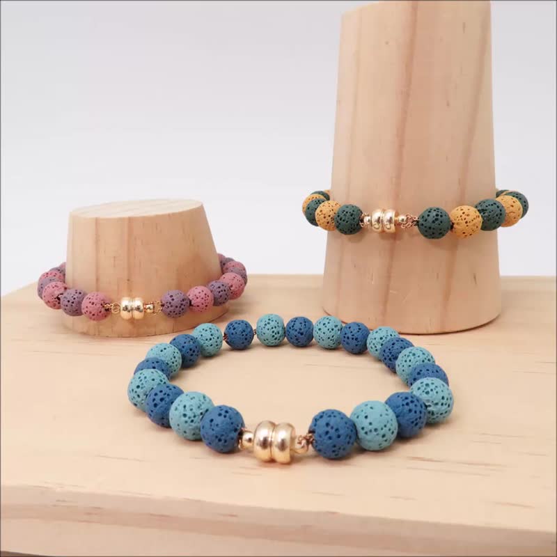 串珠手链7-8mm香氛石3色选1 变身颈链中长链 磁扣好穿戴 定制手围 - 手链/手环 - 石头 多色