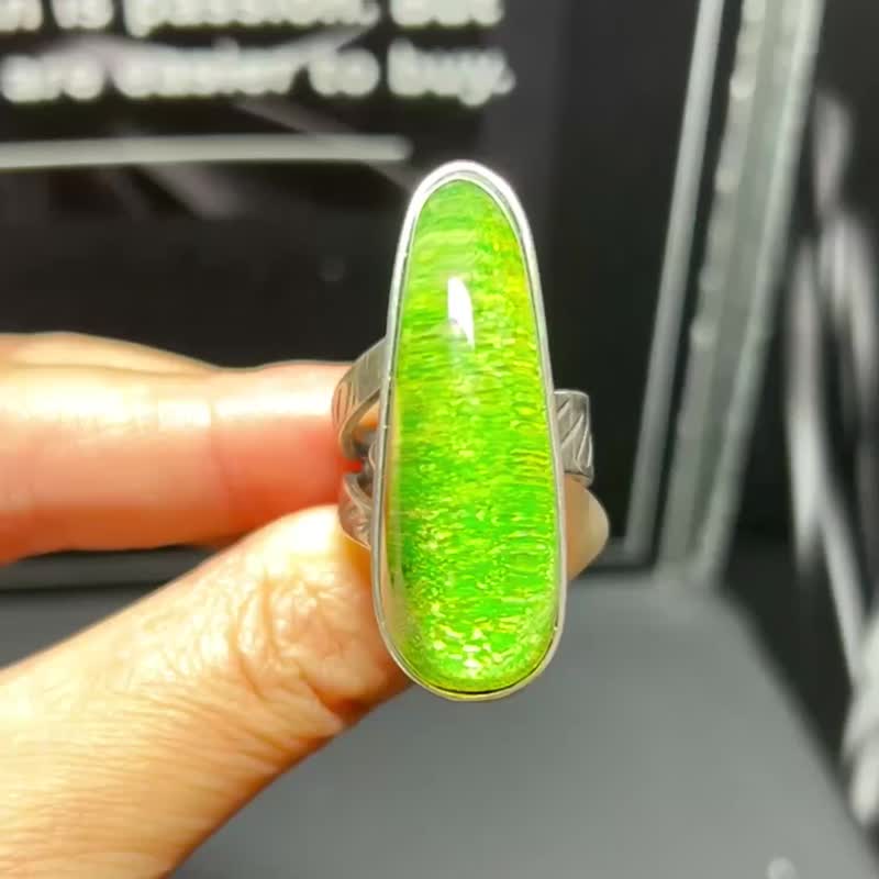 天然波罗的海琥珀戒指  特色风景珀 活口 s925银镶嵌 - 戒指 - 水晶 