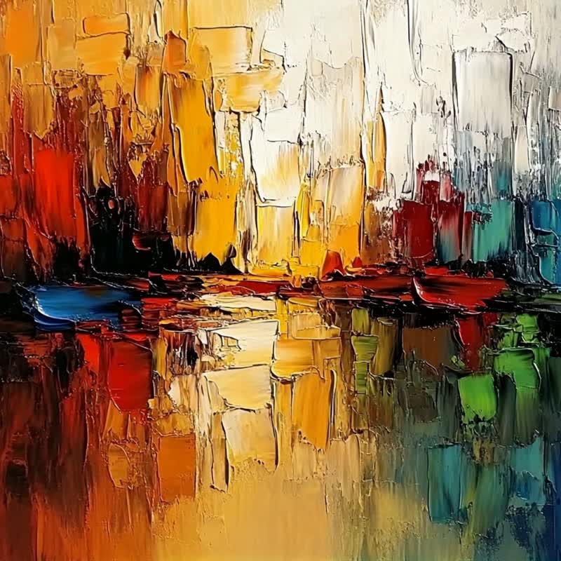 光影幻境 现代抽象油画微喷版画 立体刮刀厚涂工艺 客厅书房挂画 - 海报/装饰画/版画 - 棉．麻 