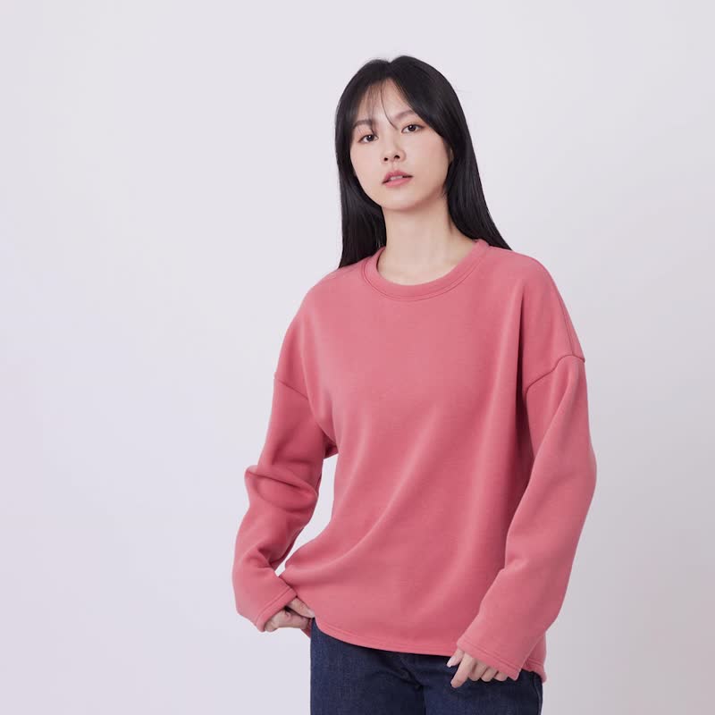 Ezy 短毛厚磅長袖上衣 - 女装上衣 - 棉．麻 粉红色