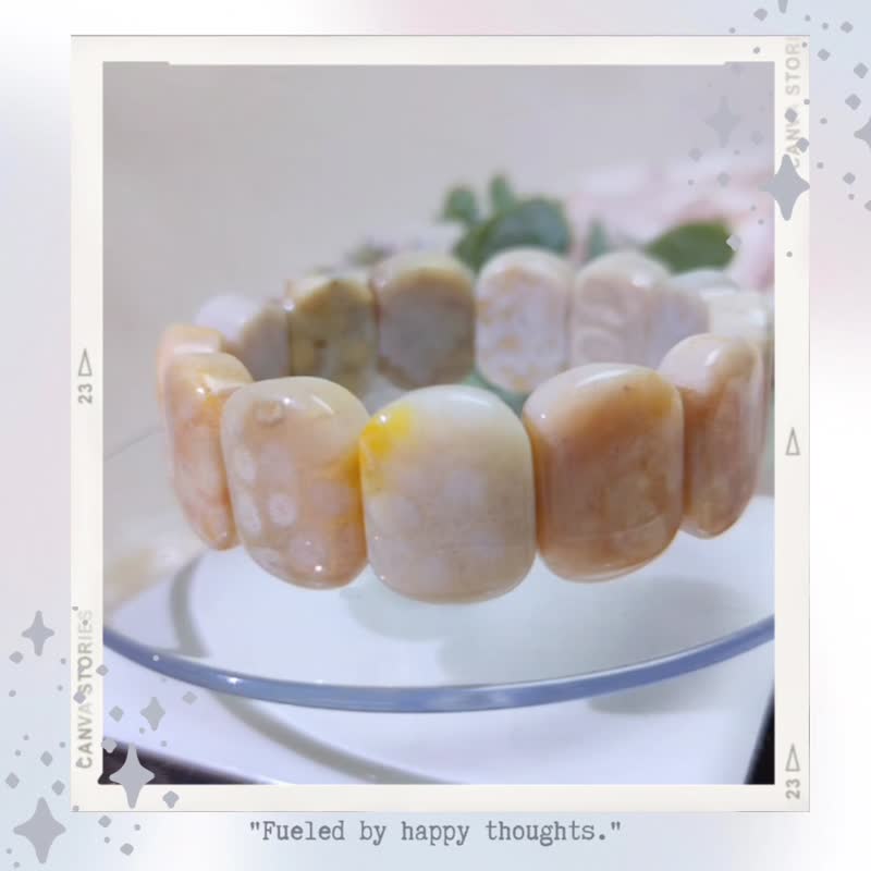 甜蜜奶霜 * 细腻 浅色调 多宝 天然 珊瑚玉 手排 手环定制化礼物 - 手链/手环 - 玉石 白色