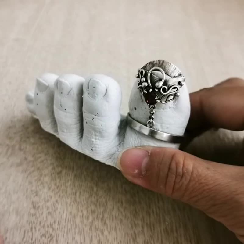 美甲冻甲戒~石榴之心 - 戒指 - 银 