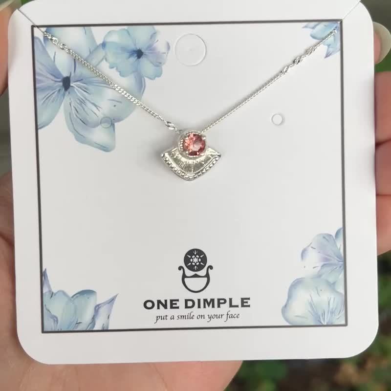 贝壳雕金项链 尖晶石 925银 - 项链 - 纯银 银色