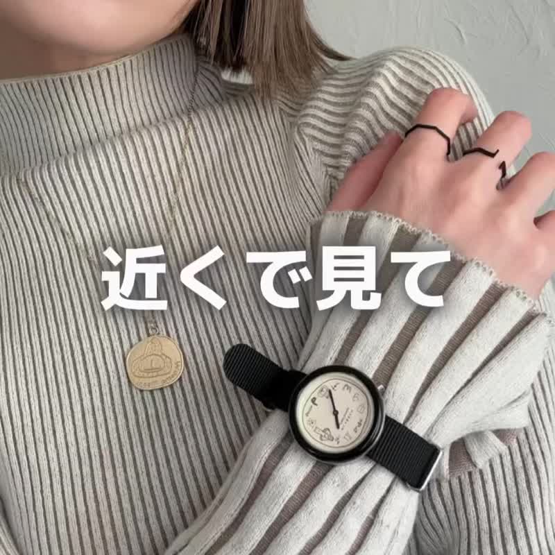 Klasse14 x Topbananax Mooma Mooni 黑色尼龙带手表 36/42mm - 对表/情侣表 - 不锈钢 黑色