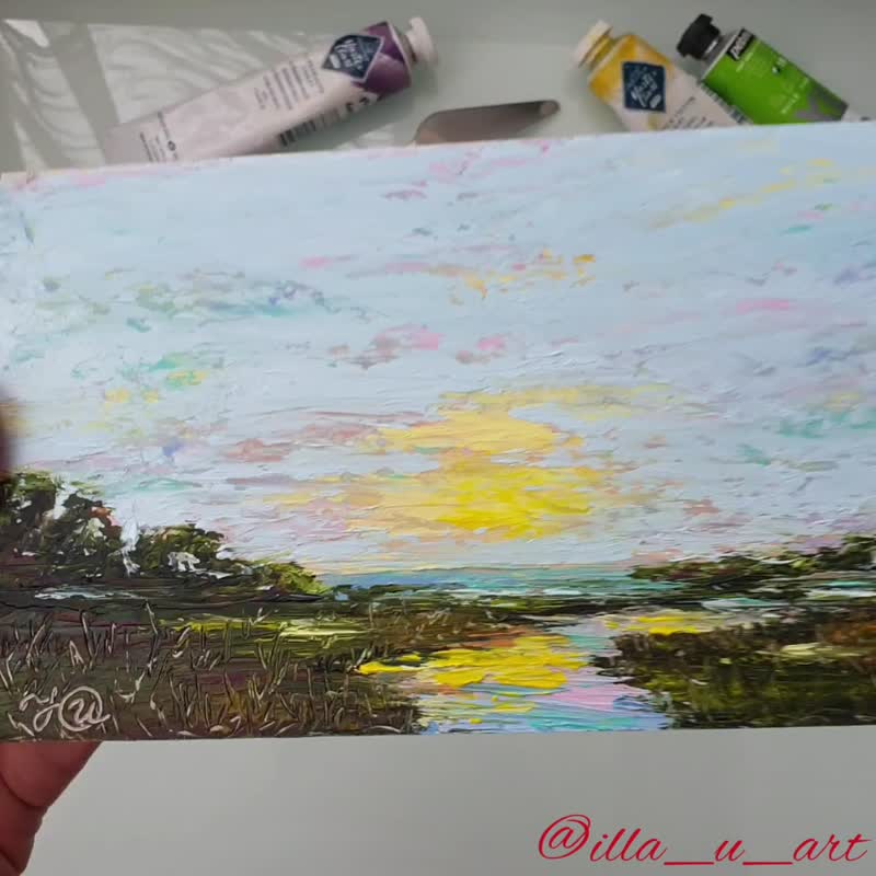 Marsh Painting Low Country Original Art Seascape Wall Art Impasto Oil Painting - 海报/装饰画/版画 - 其他材质 多色