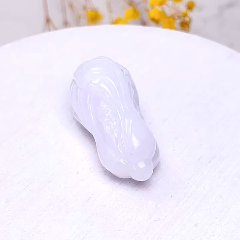 【摆财】白翡翡翠白菜项链 | 天然缅甸玉A货翡翠 | 送礼 - 项链 - 玉石 白色