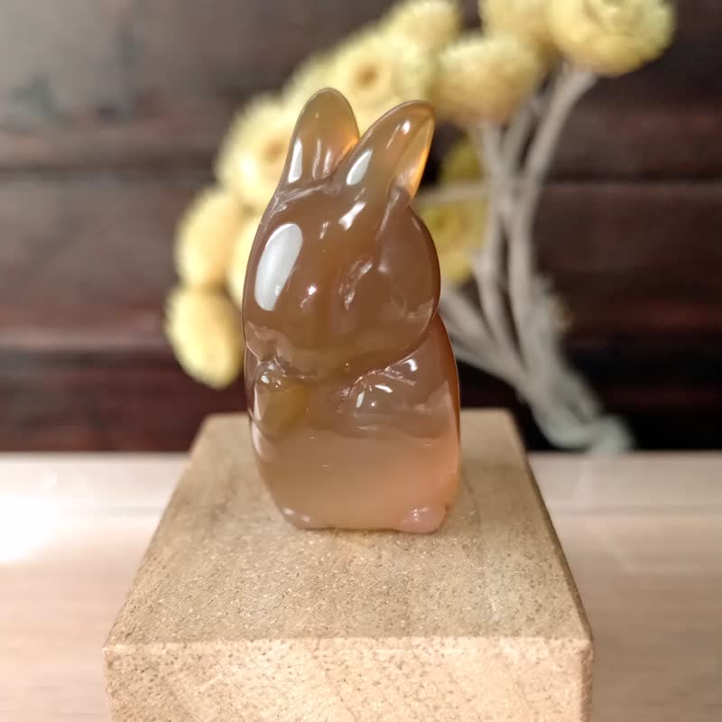 小雕件 小品动物-兔 红玉髓 - 摆饰 - 玉石 橘色