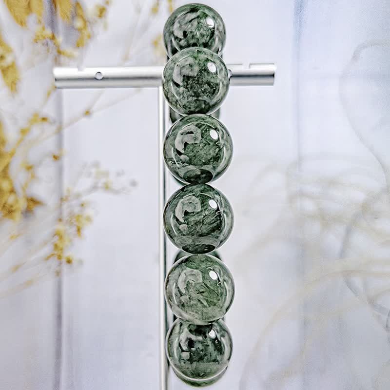 【大咪绿发晶】天然满发 绿碧玺发晶 水晶手串手链/一物一拍 - 手链/手环 - 水晶 绿色