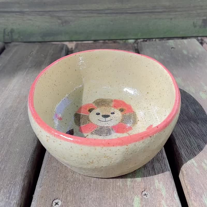 A Lu 快乐狮子陶碗盘| 礼物丨送礼丨原创手作手绘 | 仅此一件 - 盘子/餐盘/盘架 - 陶 多色