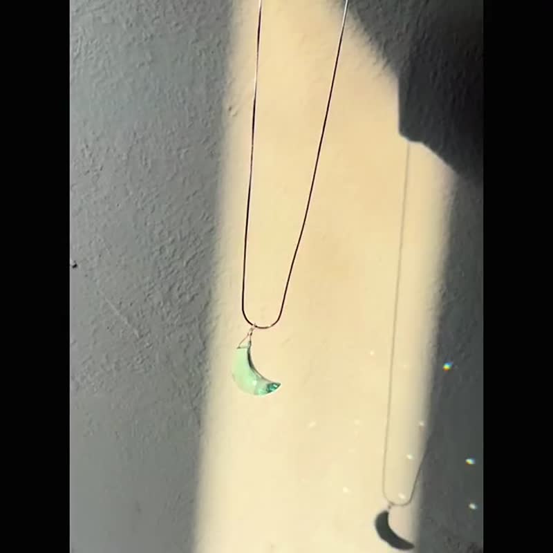 Hi Onion原创设计 小众情侣月亮项链纯银绿色锁骨链百搭高级简约 - 锁骨链 - 其他材质 多色