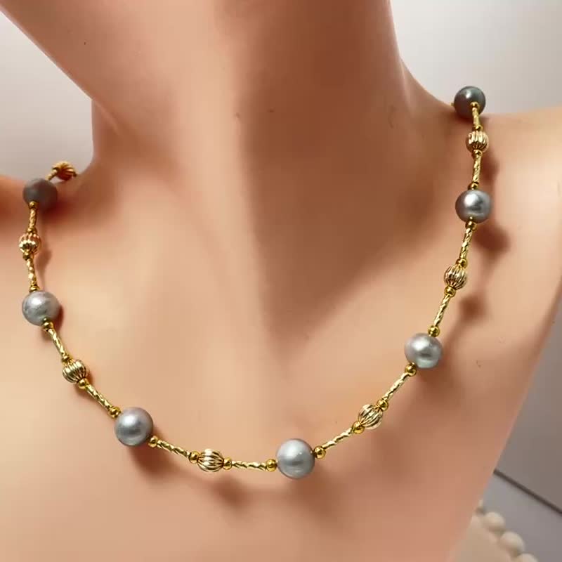 华丽丽 天然海水珍珠 强光炫彩 磁吸扣 项链 - 项链 - 珍珠 透明