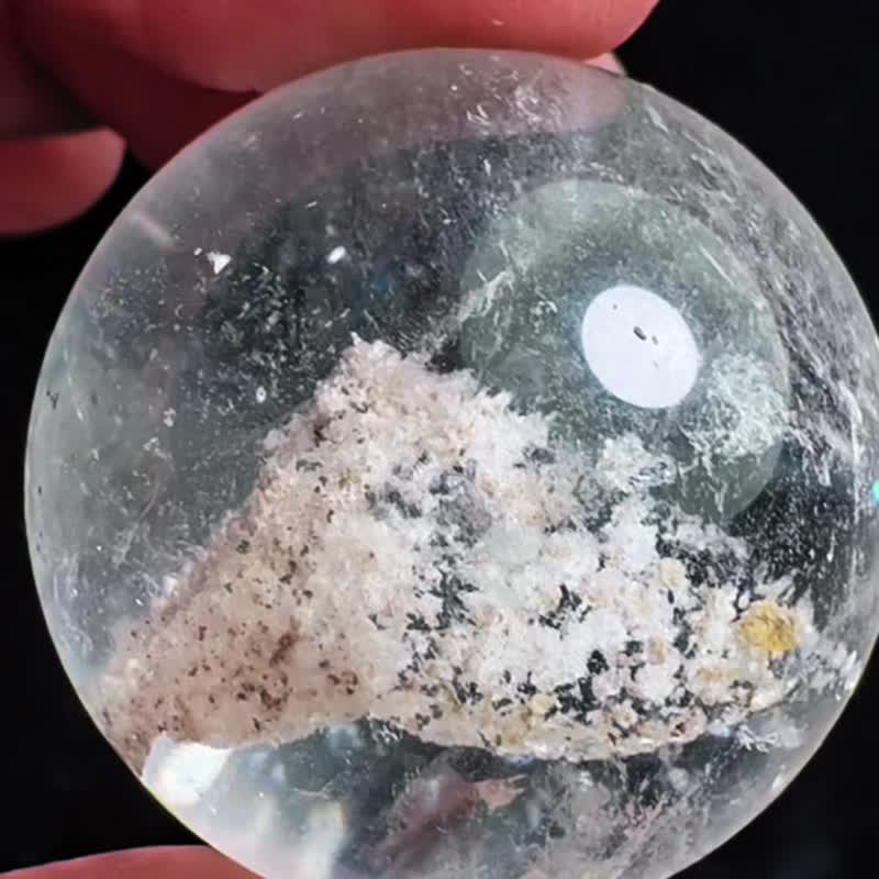 稀有 立体维度 金字塔 粉白 幽灵水晶球 28MM 白幽灵 水晶 粉幽灵 - 摆饰 - 水晶 多色