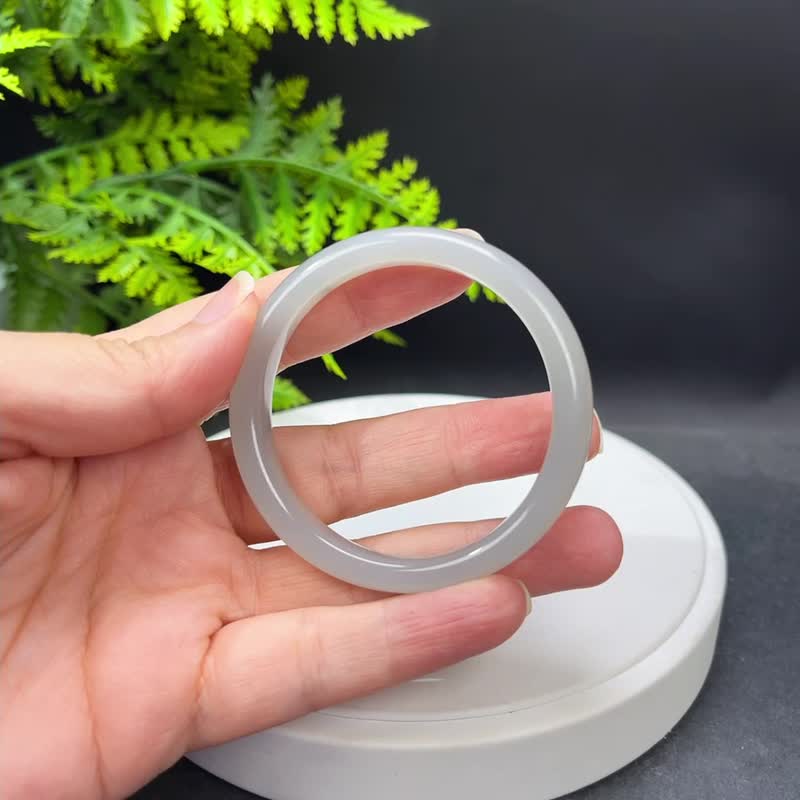 和田玉烟紫手镯 51MM 温润老料玉手环 附证书 质地细腻 古典婉约 - 手链/手环 - 玉石 