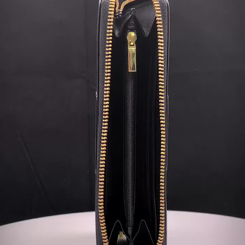 CROSS 限量1折 顶级小牛皮链长夹贾姬系列全新专柜展示品 - 皮夹/钱包 - 真皮 黑色