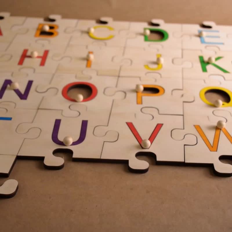 ABC Wooden Letter Puzzle Alphabet Rainbow - 玩具/玩偶 - 木头 多色