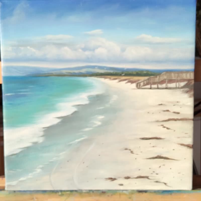 海洋绘画海景原创艺术阳光海滩原创艺术品日落画布 - 插画/绘画/写字 - 亚麻 