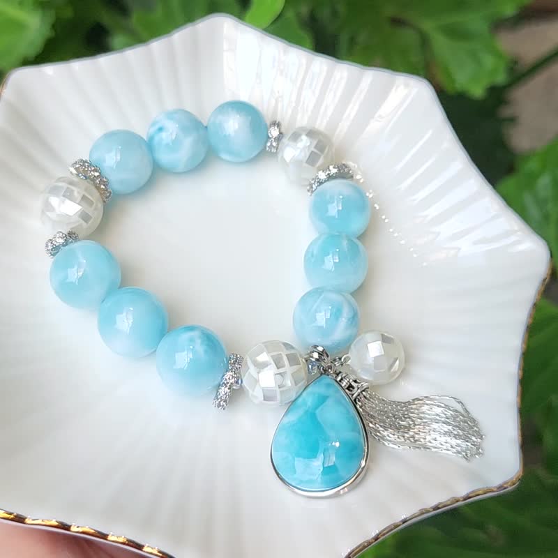 顶级拉利玛海纹石 亚特兰提斯之石 螺钿 大宝石手链 单品 礼物 - 手链/手环 - 宝石 蓝色