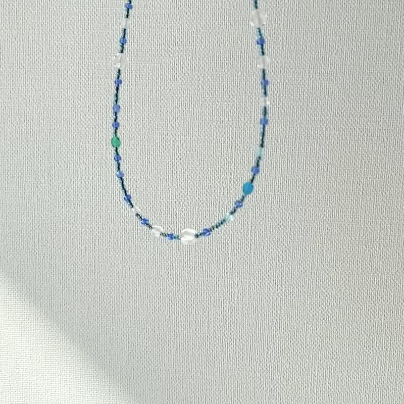 海色与碎浪 玻璃珠长项链【可更换为眼镜带】 - 项链 - 玻璃 蓝色