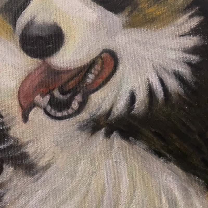 天使画廊/ 手工油画/宠物定制画/边境牧羊犬 - 订制画像 - 棉．麻 