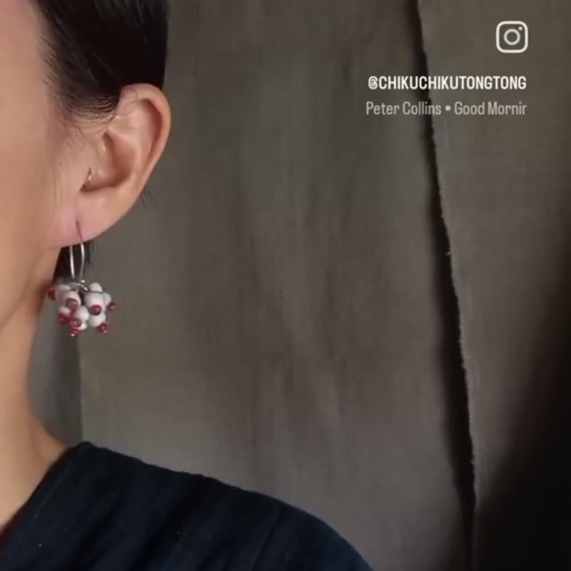 薏苡实耳饰 棕色款 x 卡伦银 / 耳环或耳夹 - 耳环/耳夹 - 银 咖啡色