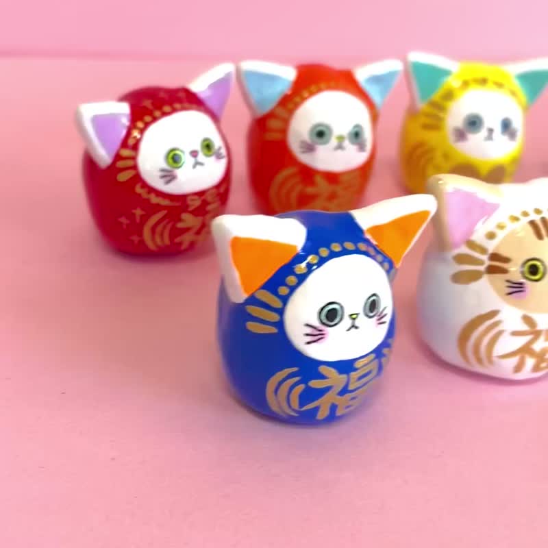 猫达摩【小】右侧 绿色的 - 摆饰 - 粘土 绿色