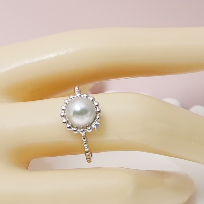 天然海水珍珠 akoya 真多麻 满镶 戒指 - 戒指 - 珍珠 透明