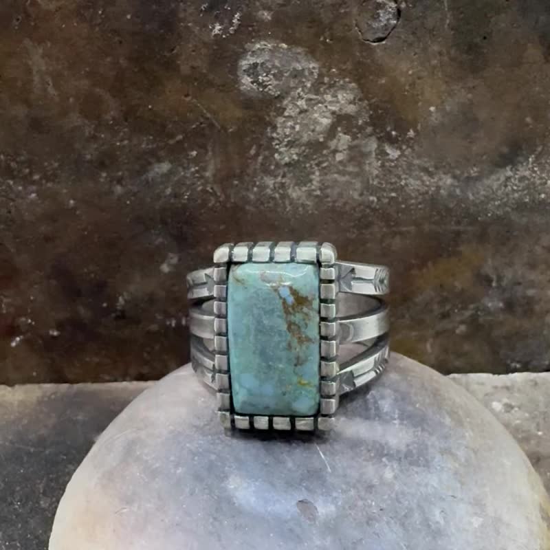 OOZEMETAL 湖北绿松石戒指 925纯银 手工 旧化 饰品 - 戒指 - 银 