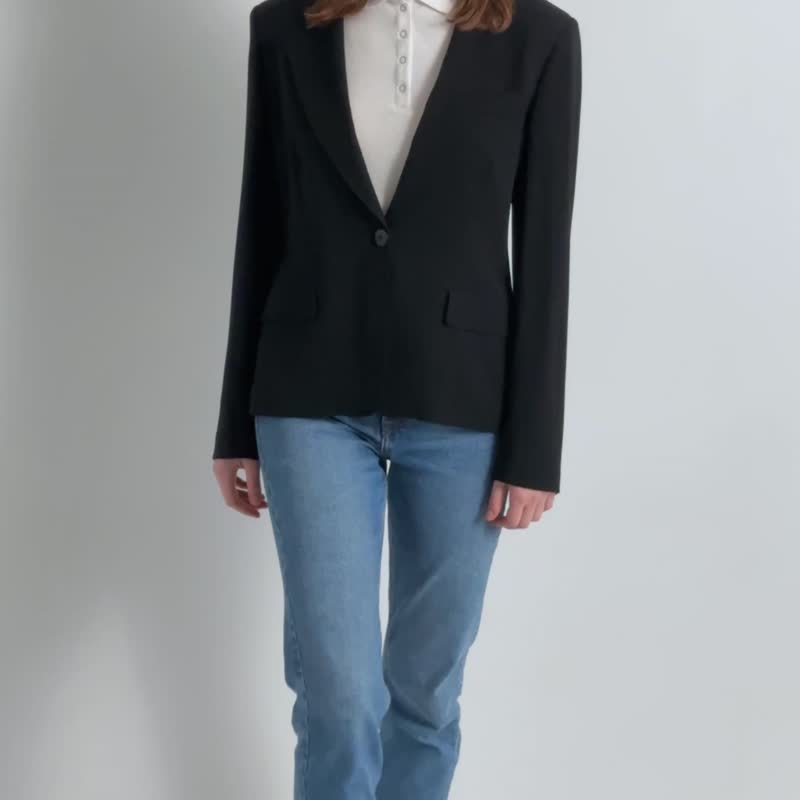 复古 Max Mara 西装外套 尺寸 M 7099 - 女装西装外套/风衣 - 羊毛 黑色