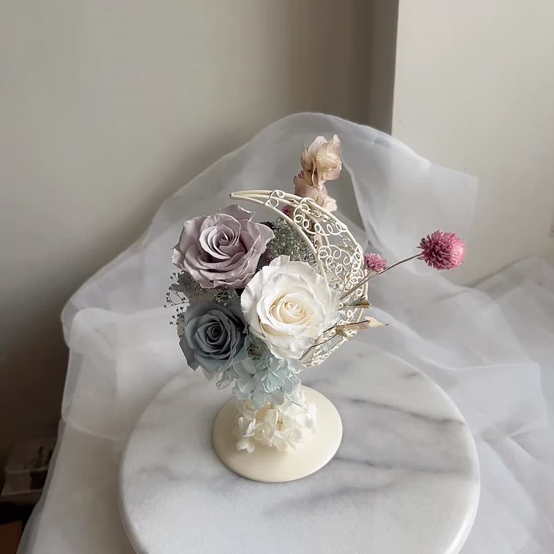 永生盆花－月亮花礼蓝色系  限定双北宅配 - 干燥花/捧花 - 植物．花 