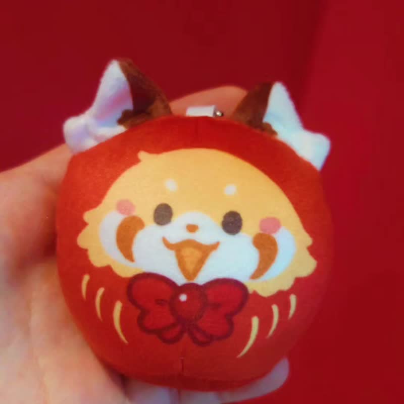 小熊猫达摩团子娃娃 哔哔叫减压球 - 吊饰 - 其他人造纤维 红色