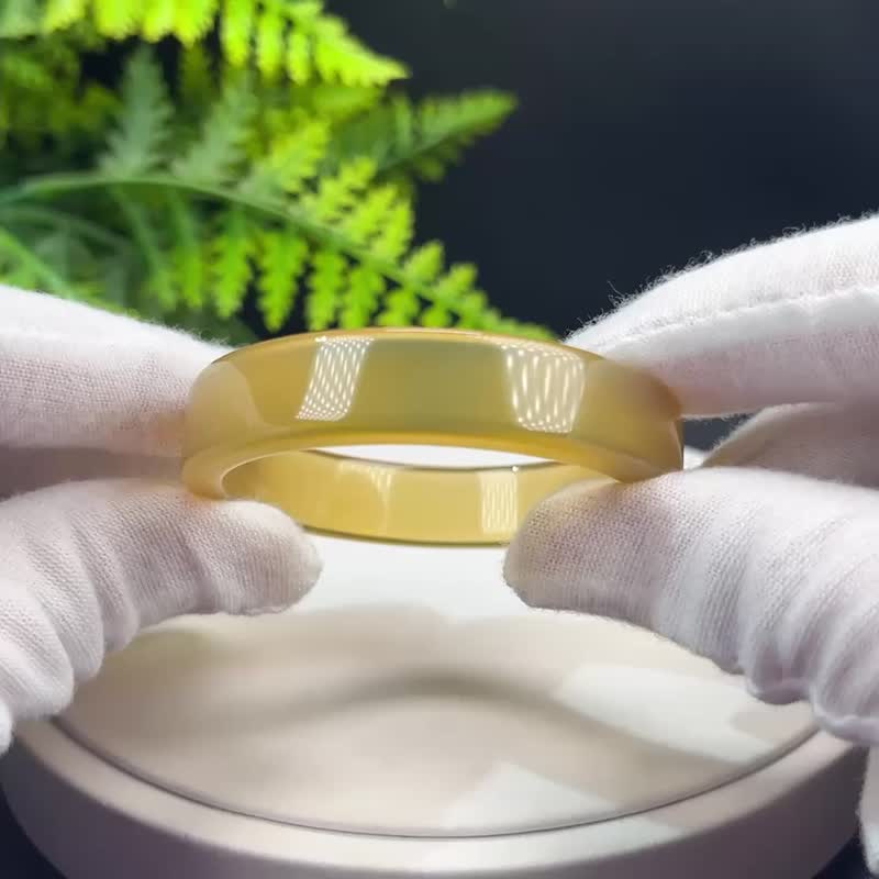 高品质 香槟金玛瑙手镯 48+MM 高冰玻璃体方条起刚 积极幸福招财 - 手链/手环 - 半宝石 金色