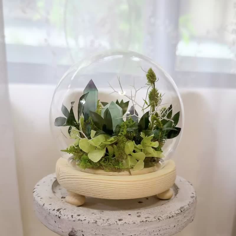 流光溢彩 萤石水晶。玻璃罩微景观 永生绿植栽 - 植栽/盆栽 - 水晶 绿色