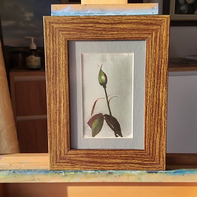 Rosebud 原创油画花卉静物油画纸本裱框 - 插画/绘画/写字 - 纸 