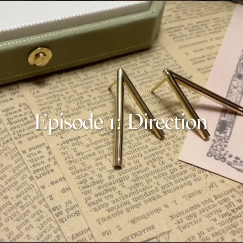 【NVJD】航海者第一话。方向大V耳环(K金实心)-两色 - 耳环/耳夹 - 贵金属 银色