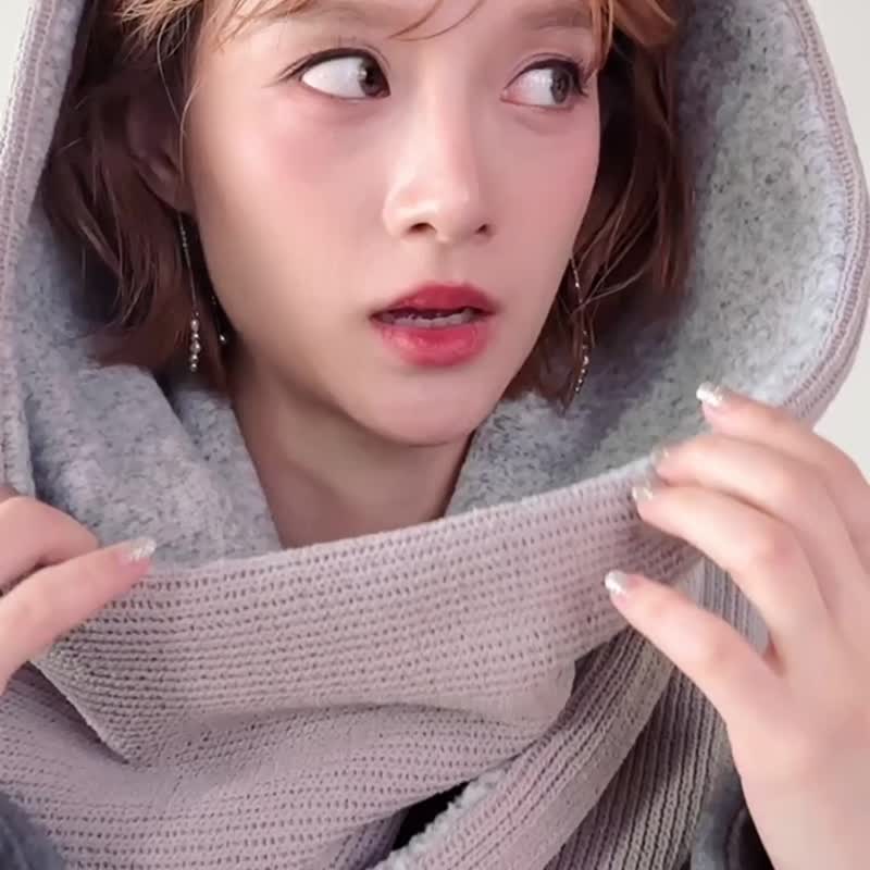 Mist 系列 - 霜影 * 灰色 针织 毛料 围巾 连帽围巾 - 围巾/披肩 - 其他人造纤维 灰色