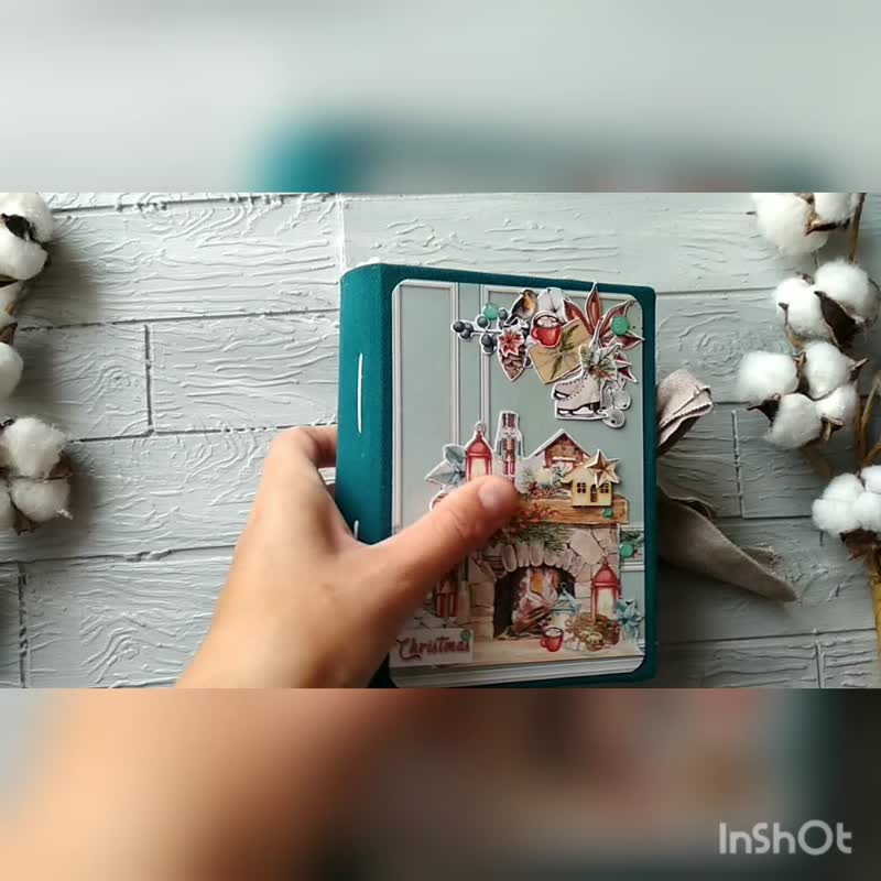 Christmas junk journal handmade December daily holiday journal for sale - 笔记本/手帐 - 纸 绿色